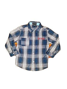 COOGI Toddler Boys Shirt 4T Blue Plaid Button Up Collared Casual Top